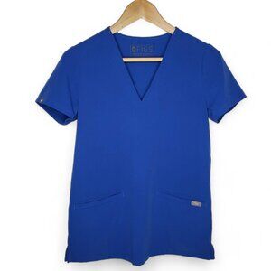 Figs Casma Women's Technical  Blue Three Pocket Medical Healthcare Scrub Top XXS